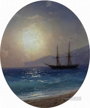 Landscapes Painting - Ivan Aivazovsky sailing boat under sunset Seascape